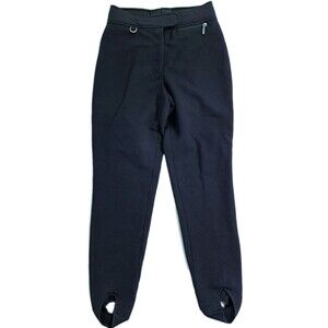 Vintage FERA Skiwear Black Wool Nylon Ski Pants Stirrups Women Size 8R